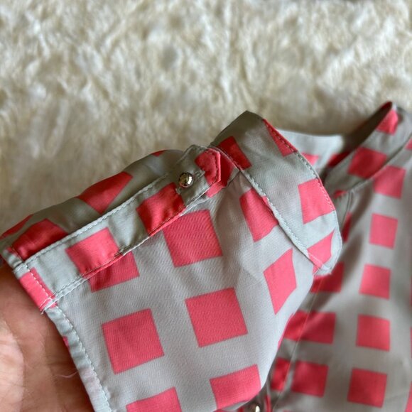 NWT Y2K New York & Company Sleeveless Blouse Pink/Gray Checkered Print - Medium - Picture 4 of 8